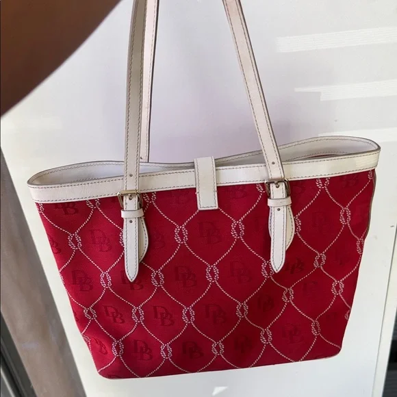Dooney & Bourke Red Tote with Cream Accents - Picture 3 of 7